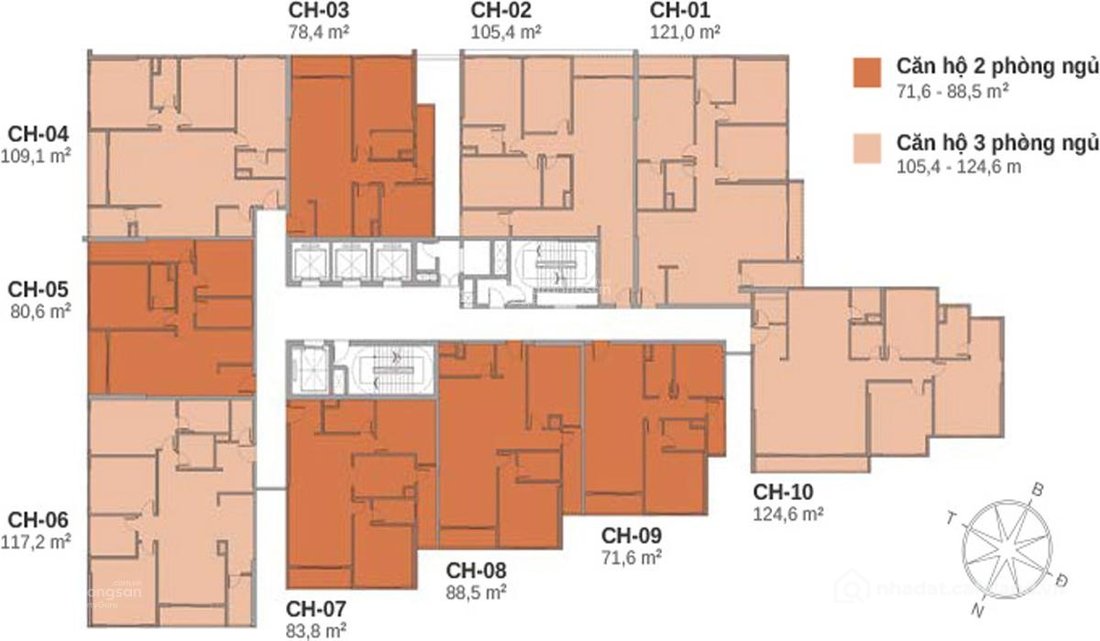Bán căn hộ chung cư: Siêu hiếm - Bán căn góc tầng cao 117m2 3PN ban công Đông Na