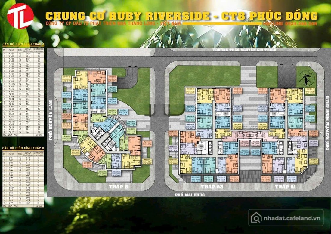 Bán căn hộ chung cư: Bán chung cư Ruby Riverside Phúc Đồng Long Biên tầng 10 căn