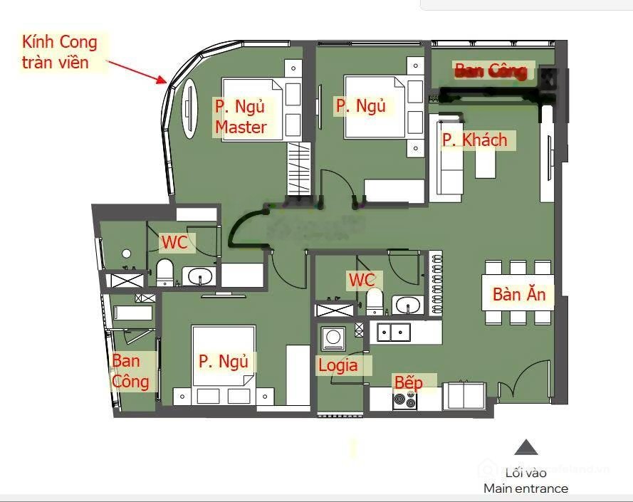 Bán căn hộ chung cư: 3n2vs tầng trung view hồ điều hòa và view hồ cá koi. không 