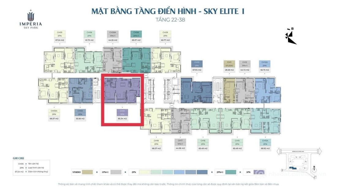 Bán căn hộ chung cư: Quỹ thưởng MIK An Khánh: Toà Elite 1 căn 85,34m2 3N, BC ĐN,