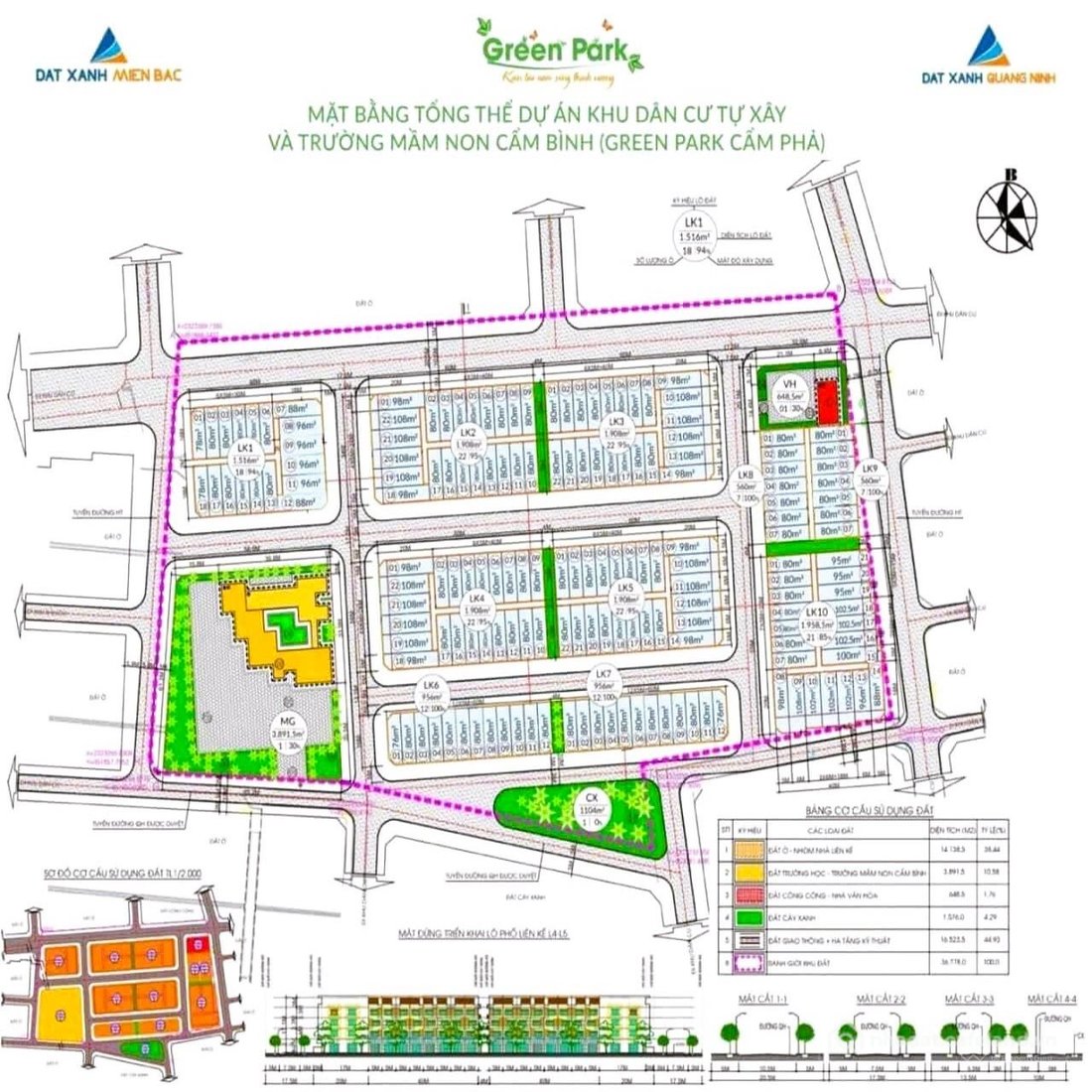 Bán đất thổ cư: Chính chủ bán nhanh ô đất Green Park Cẩm Phả, DT 80m2, hướng Bắc