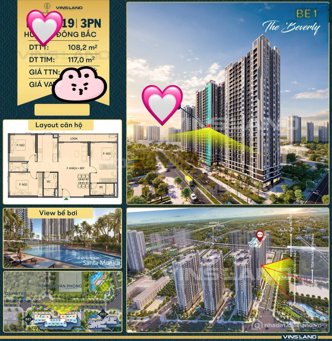 Bán căn hộ chung cư: Bán căn 3PN BE1 Vinhomes Ocean Park 1, diện tích rộng, view