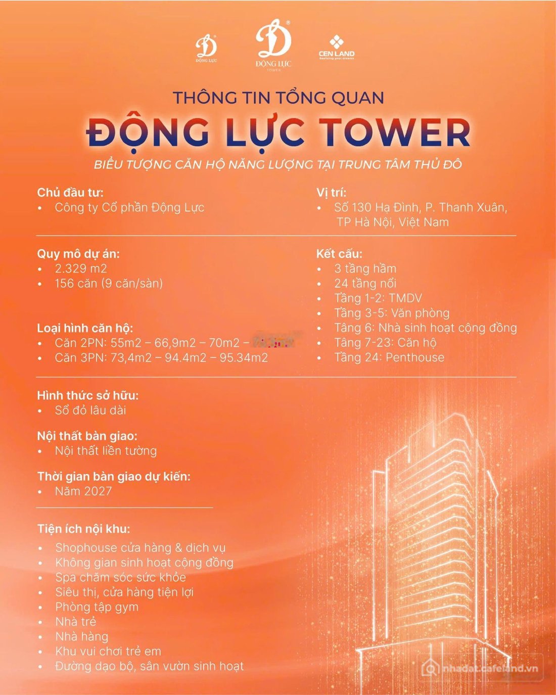 Bán căn hộ chung cư: Bán căn hộ chung cư tại Động Lực Tower, giá tốt 123 triệu /