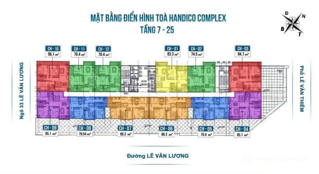 Bán căn hộ chung cư: Bán căn góc 85m2, 03pn tòa Handiresco, số 33 Lê Văn Lương n