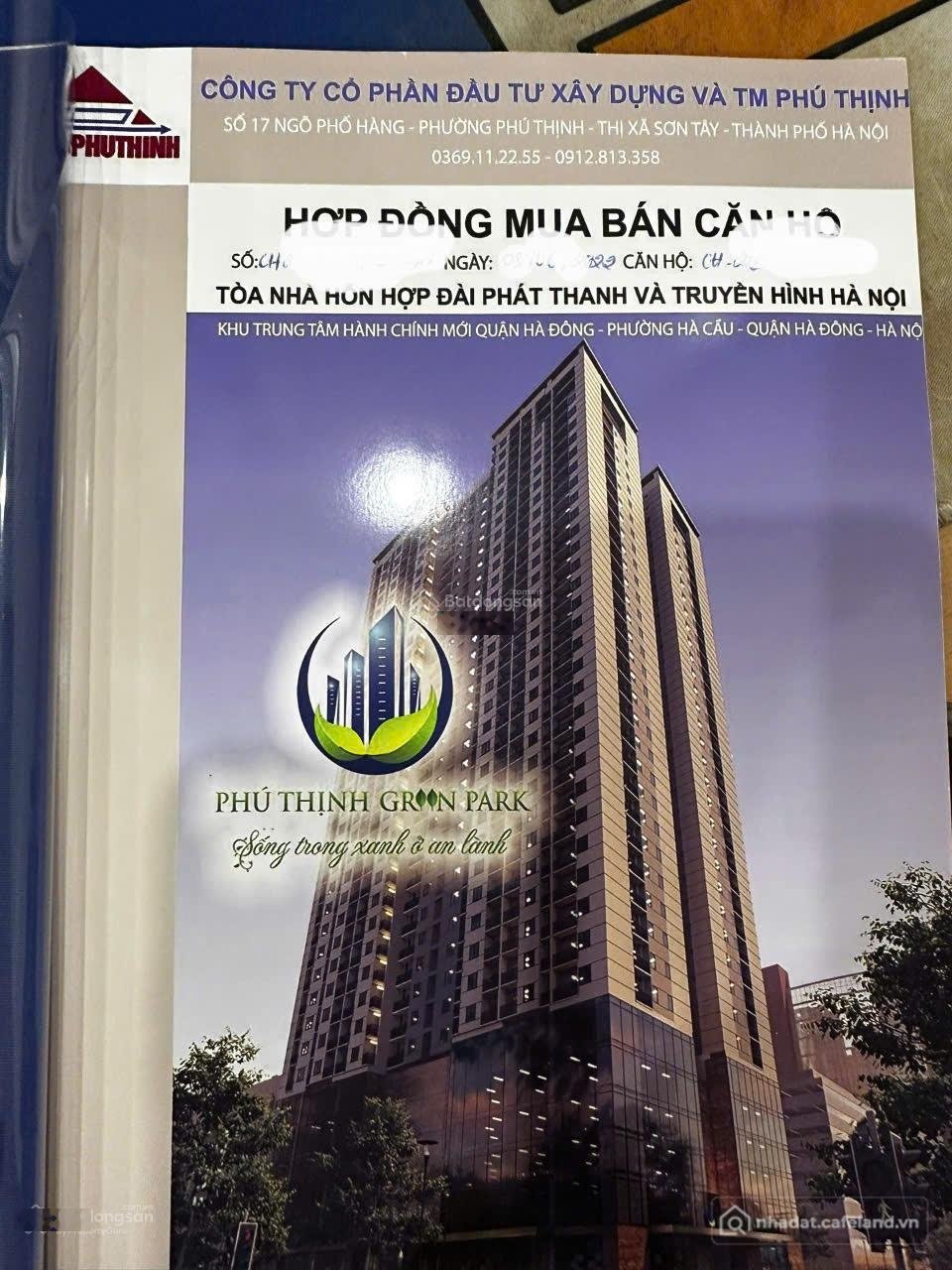 Bán căn hộ chung cư: Chính chủ BÁN GẤP chung cư Phú Thịnh Green Park, Tầng 20 CĂ