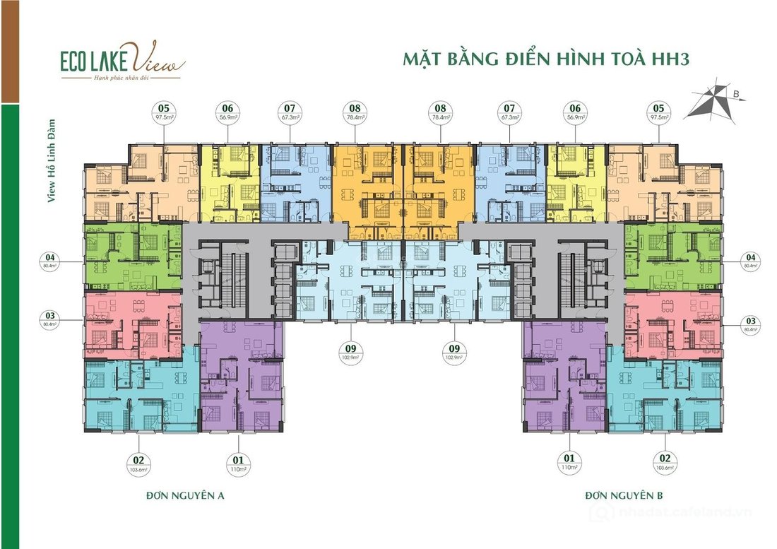 Bán căn hộ chung cư: Bán căn góc 05 HH3A DT 97m2, giá 7.25 tỷ 3PN
