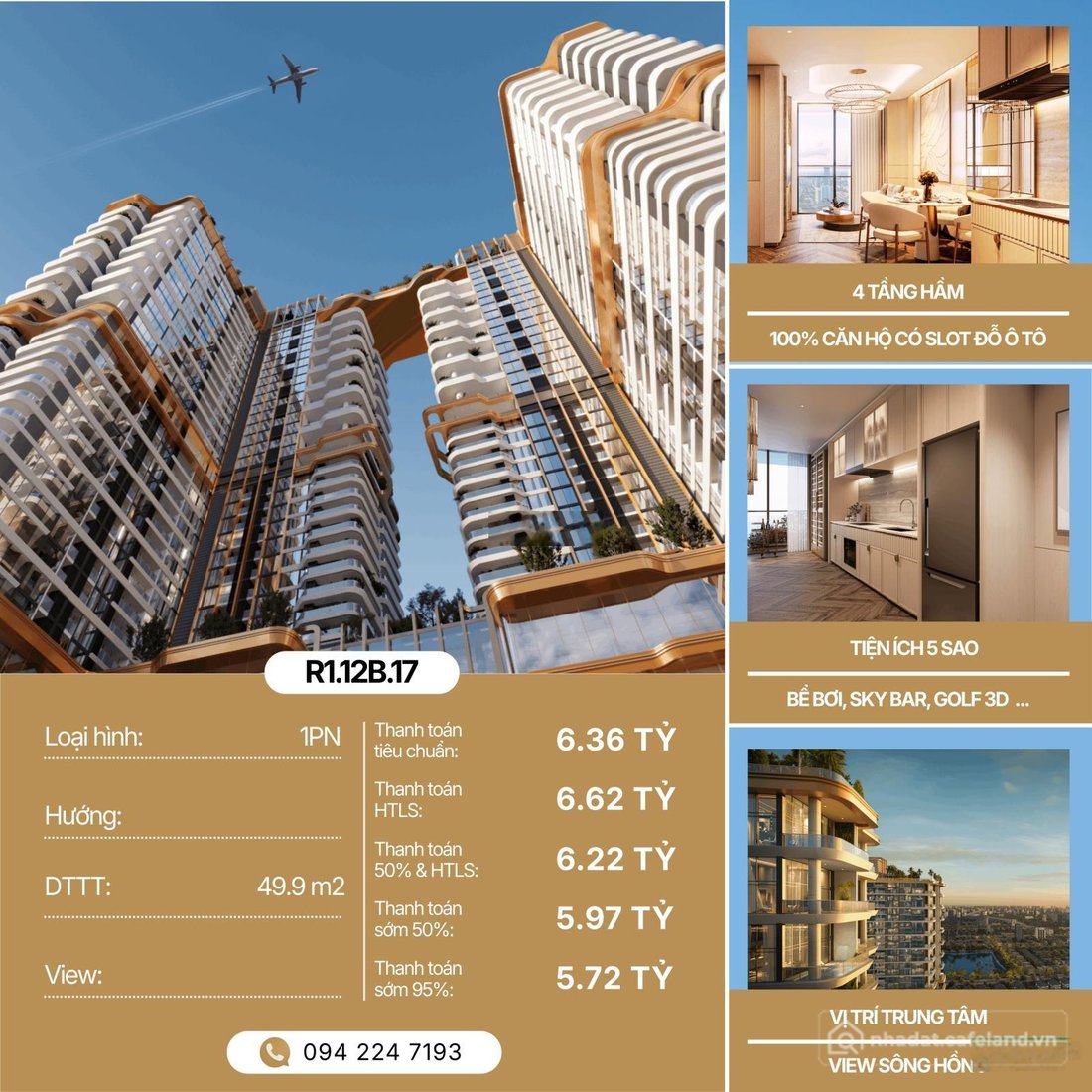 Bán căn hộ chung cư: Bán căn 1PN giá siêu tốt tại dự án Rivea Residences 44,99m2