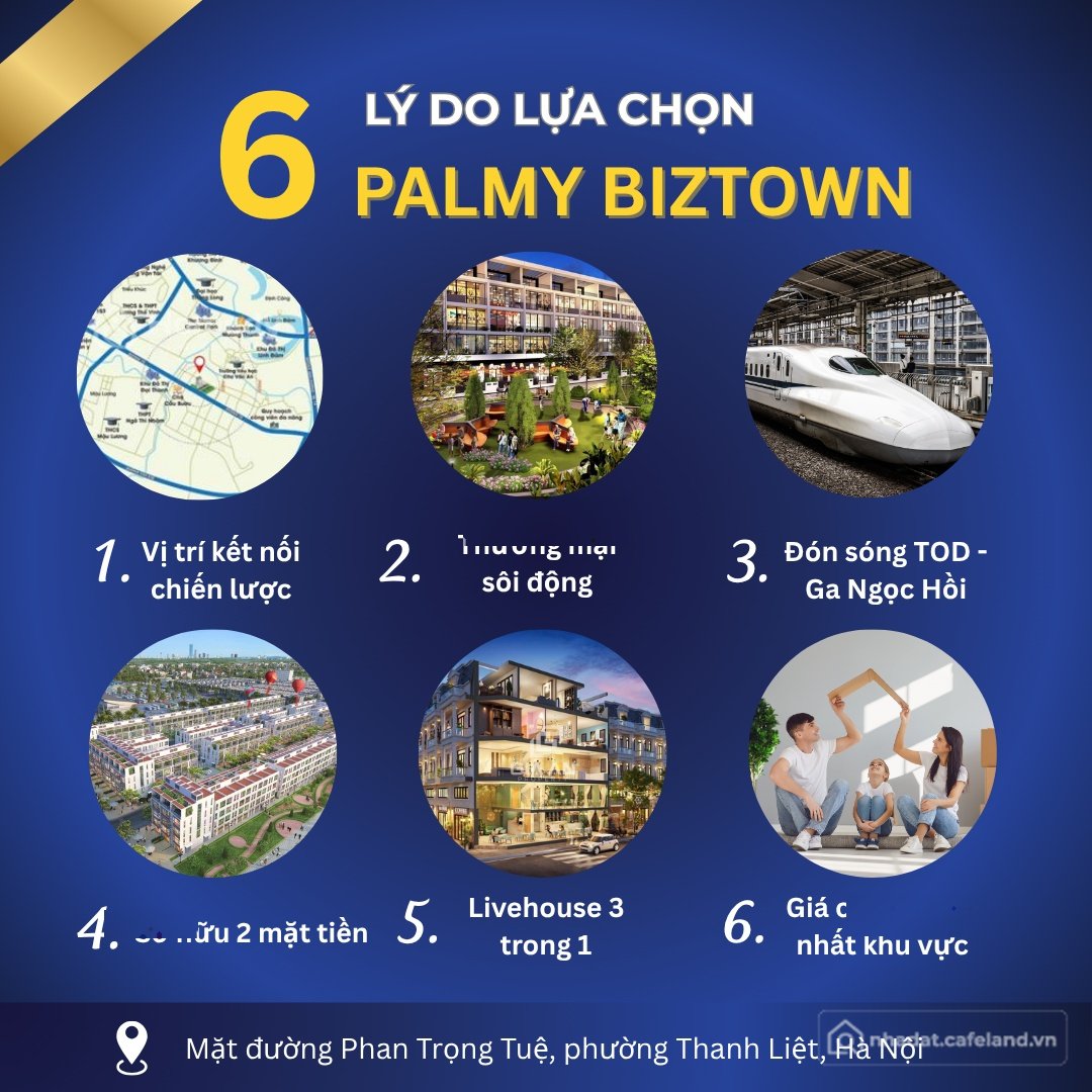 Bán nhà phố dự án: Bán liền kề Palmy Biztown 2 mặt tiền 80tr/m2 đất, mặt đường 3