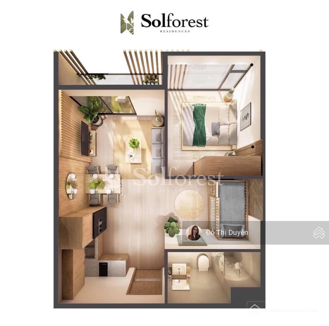 Bán căn hộ chung cư: Bán căn hộ 1PN , 45m2 sử dụng - Chung cư Sol Forest Ecopark