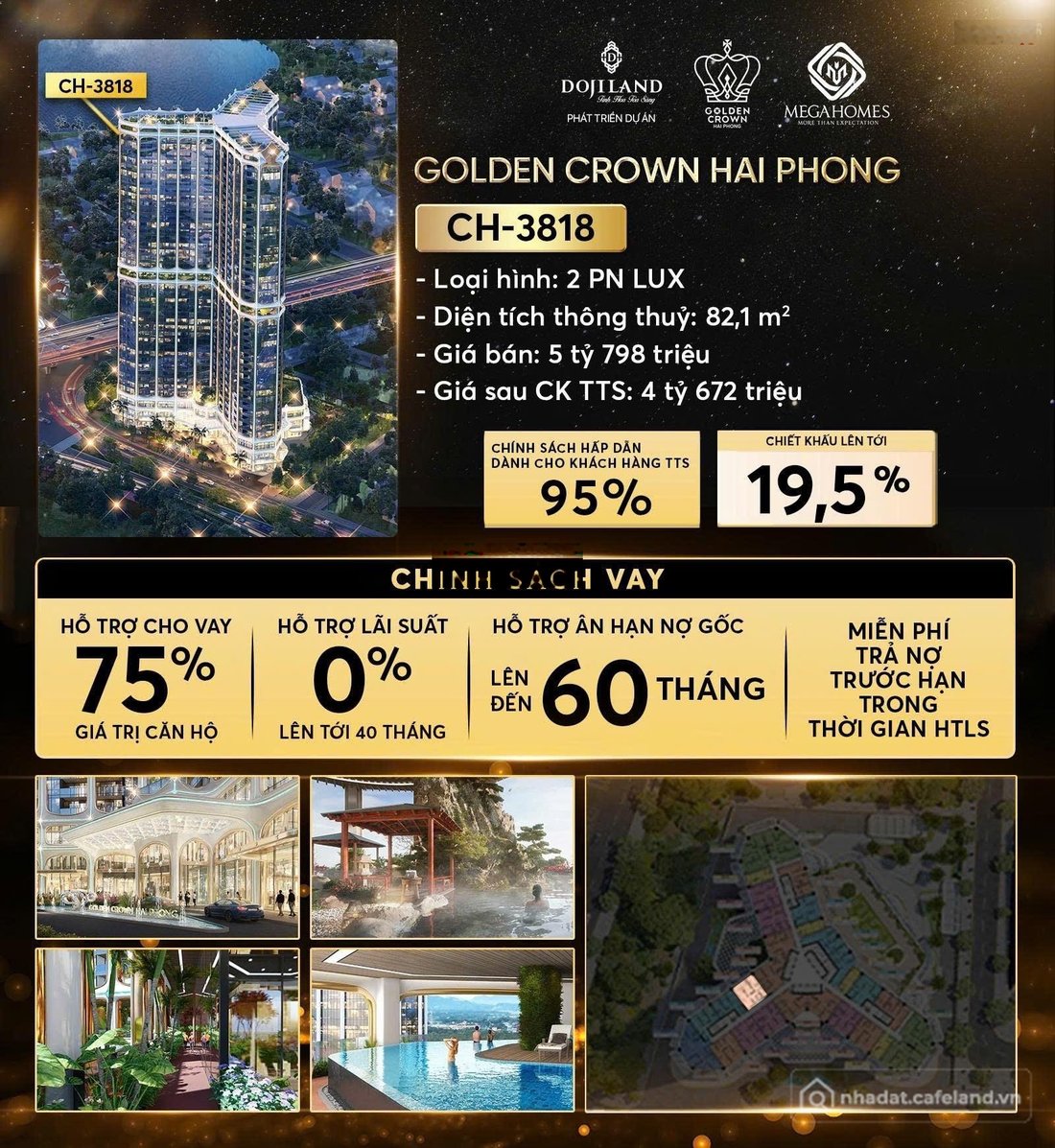 Bán căn hộ chung cư: Bán căn hộ chung cư cao cấp 2PN LUX Golden Crown Hải Phòng