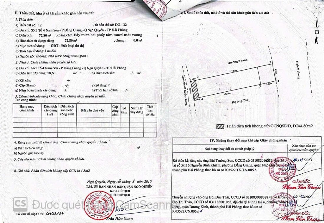 Bán đất thổ cư: Cần tiền bán nhanh lô đất mặt ngõ Nguyễn Bỉnh Khiêm siêu VIP