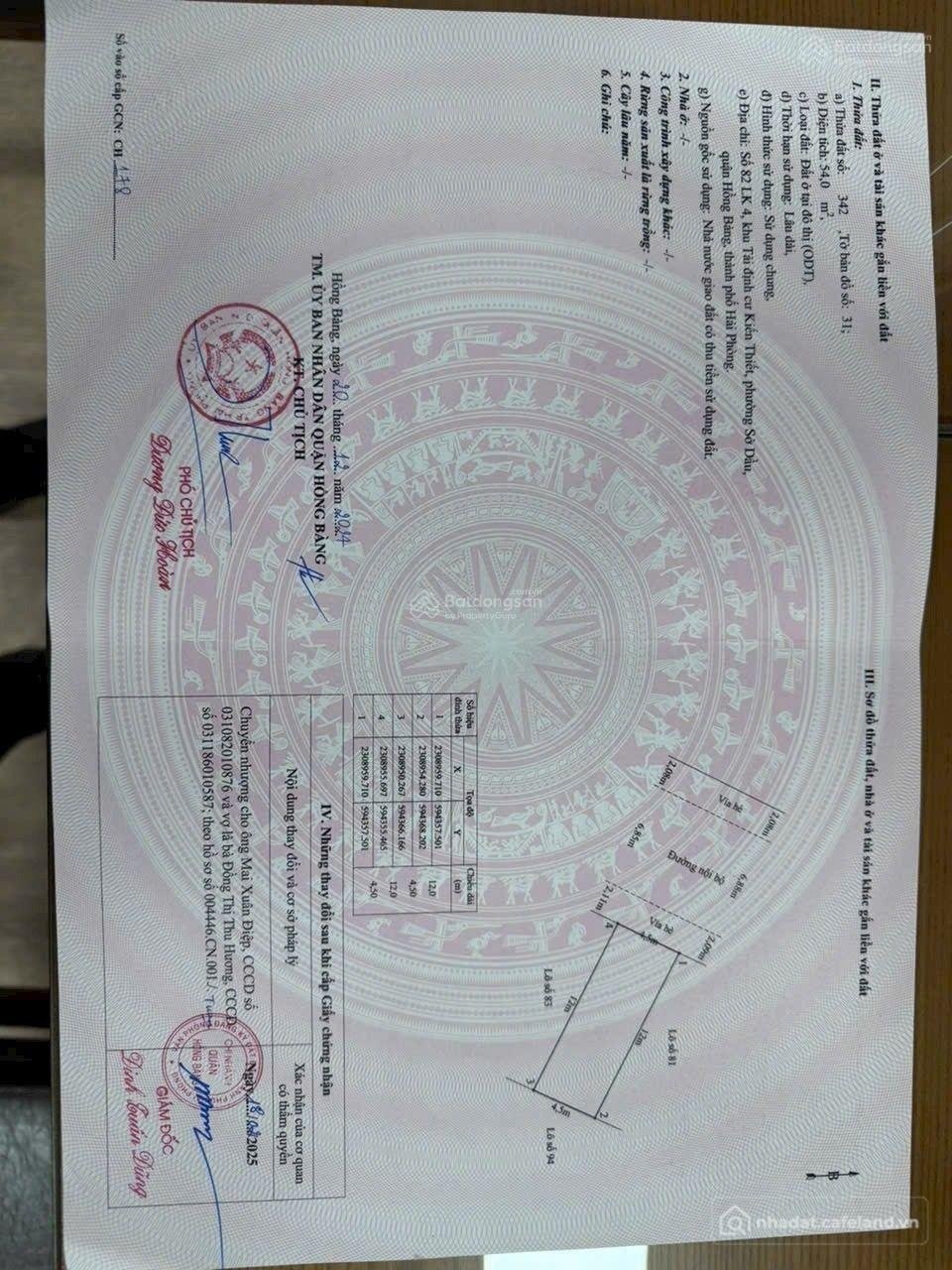 Bán đất thổ cư: TDC VINHOMES CHỢ HOA QUẢ ĐỐI DIỆN VINHOMES IMPERIA Hồng Bàng Hải