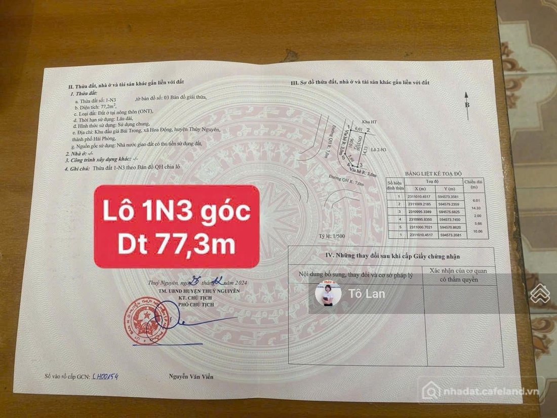 Bán đất thổ cư: Chính chủ gửi bán lô góc phát lộc (86m2) ngay khu đấu giá Bái Tr