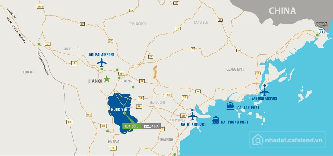 Bán kho, nhà xưởng: Bán đất XD 1,3-5ha tại Khu Công Nghiệp Số 5 - Tỉnh Hưng Yên.