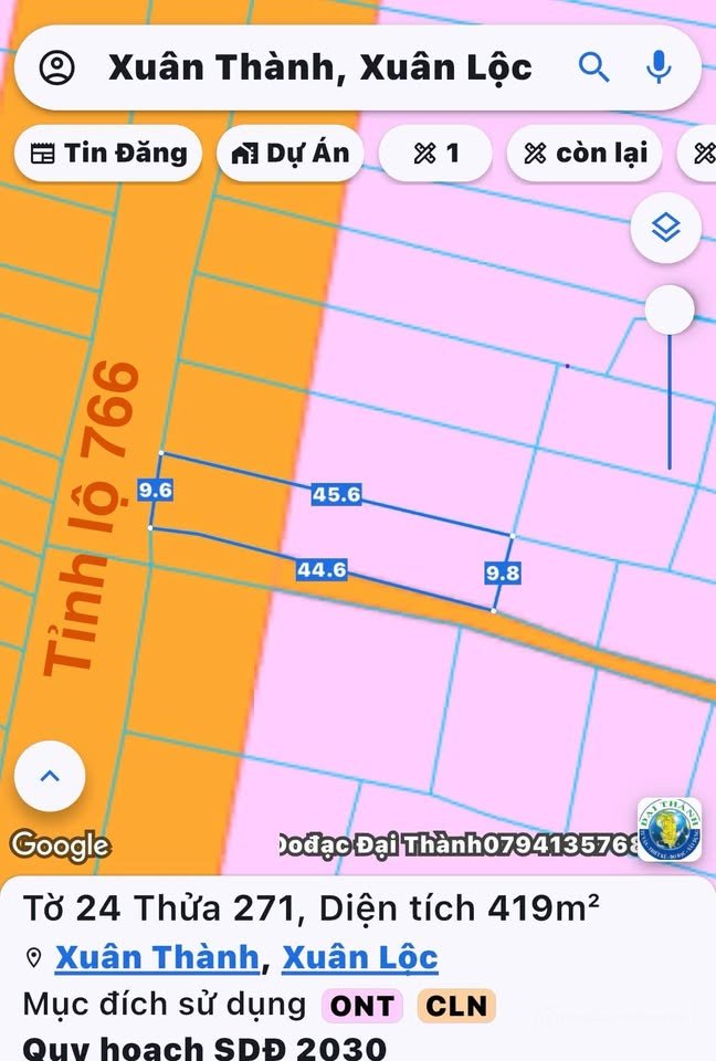 Bán đất thổ cư: Chủ gửi bán mảnh đất mặt tiền Tỉnh lộ 766, Xuân Thành, Xuân Lộc,