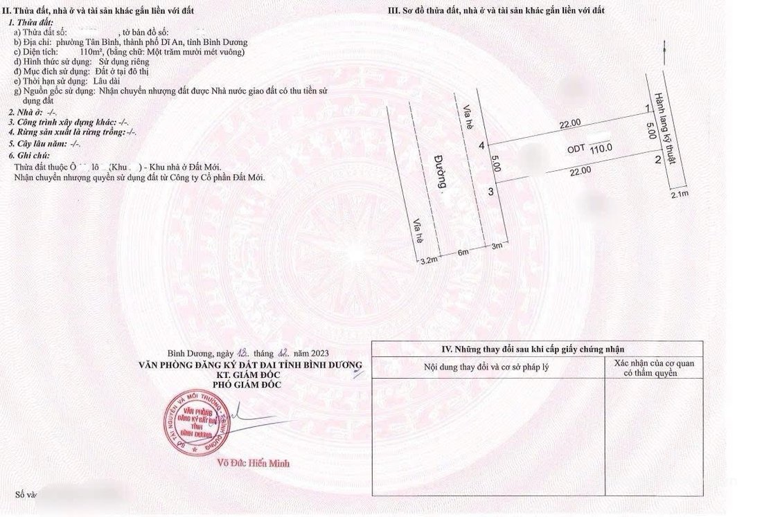 Bán đất thổ cư: Đất khu dân cư Đất Mới, phường Tân Bình, TP Dĩ An