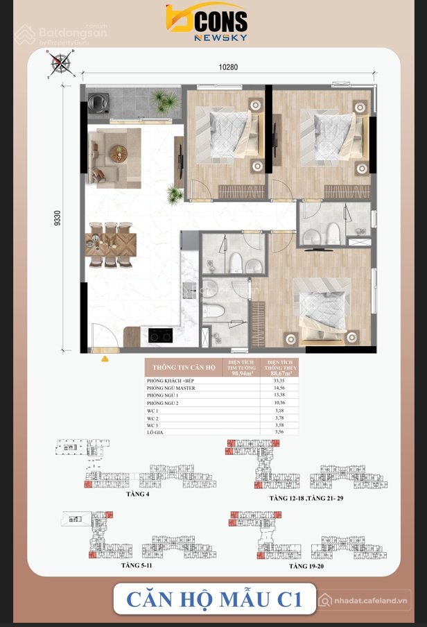 Bán căn hộ chung cư: căn tầng 22 view trung tâm thủ dầu một 99m2 - 4 tỷ 7x bé fu