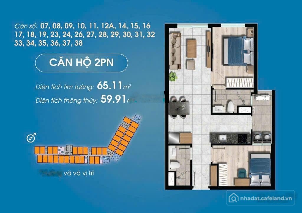 Bán căn hộ chung cư: Khách cần bán gấp căn 2PN The Gió Riverside - rẻ hơn thị tr