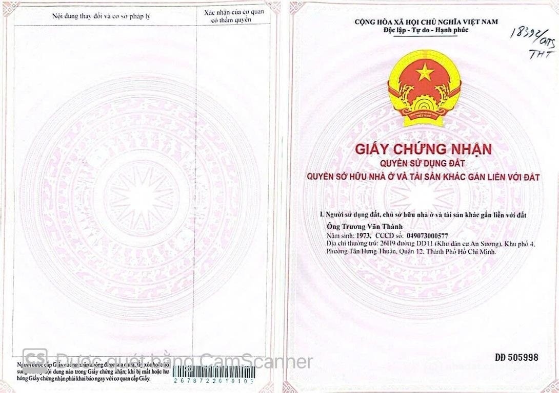 Bán nhà riêng: Bán nhà mặt tiền biệt liền kề khu dân cư An Sương - ngang 7m cực 