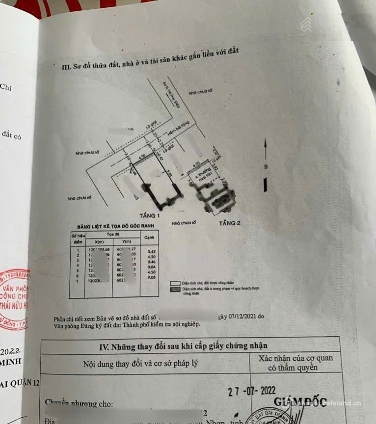 Bán nhà riêng: Bán nhà 2 tầng đường TL19, phường THẠNH LỘC, Q12,dt 43m²(4,5x10).