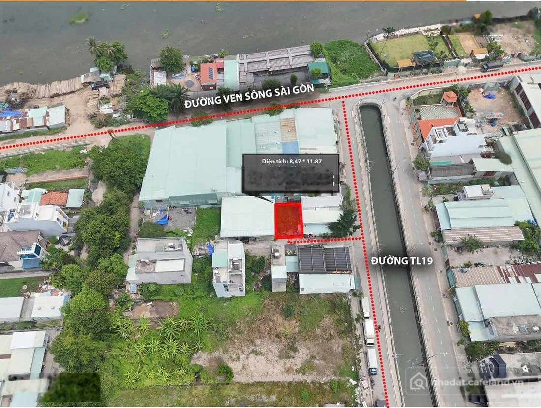 Bán đất thổ cư: Bán đất đường Thạnh Lộc 19, Quận 12 - Giáp sông Sài Gòn dt 8x13m