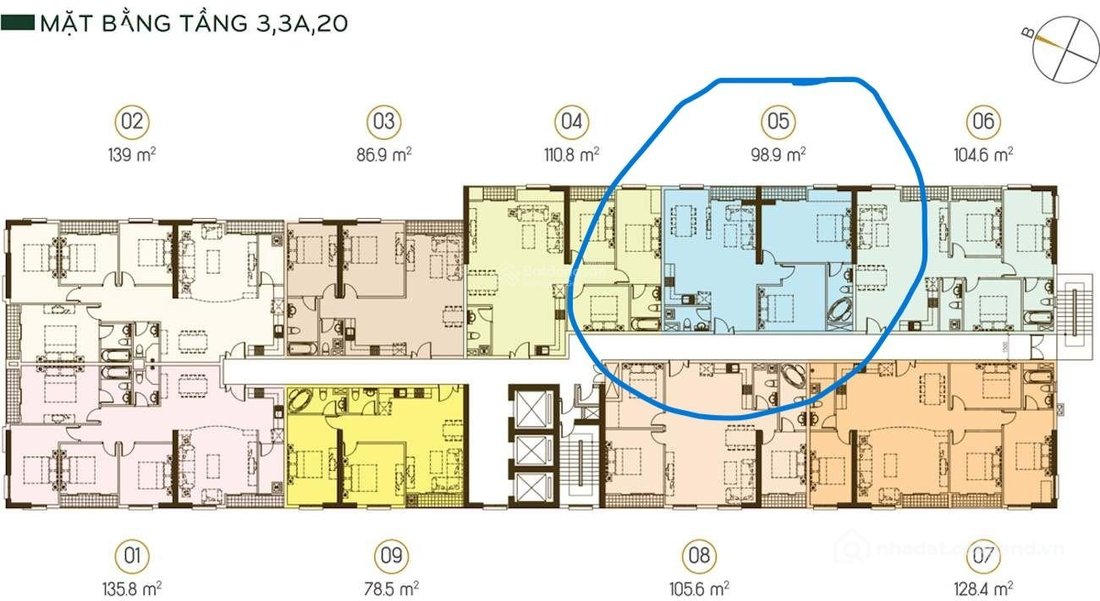 Bán căn hộ chung cư: 80tr/m2 Chính chủ DT 98,8m2 3PN nội thất đầy đủ CH Grand Ri