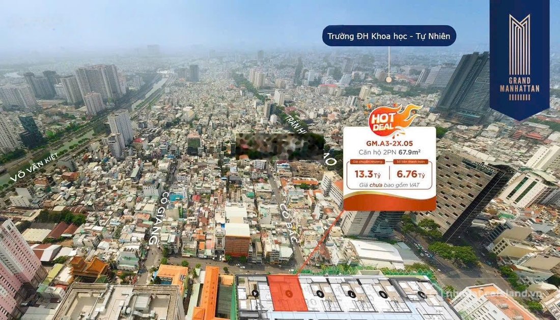 Bán căn hộ chung cư: Bán gấp căn 2PN Grand Manhattan giá tốt nhất dự án. PKD Ngo
