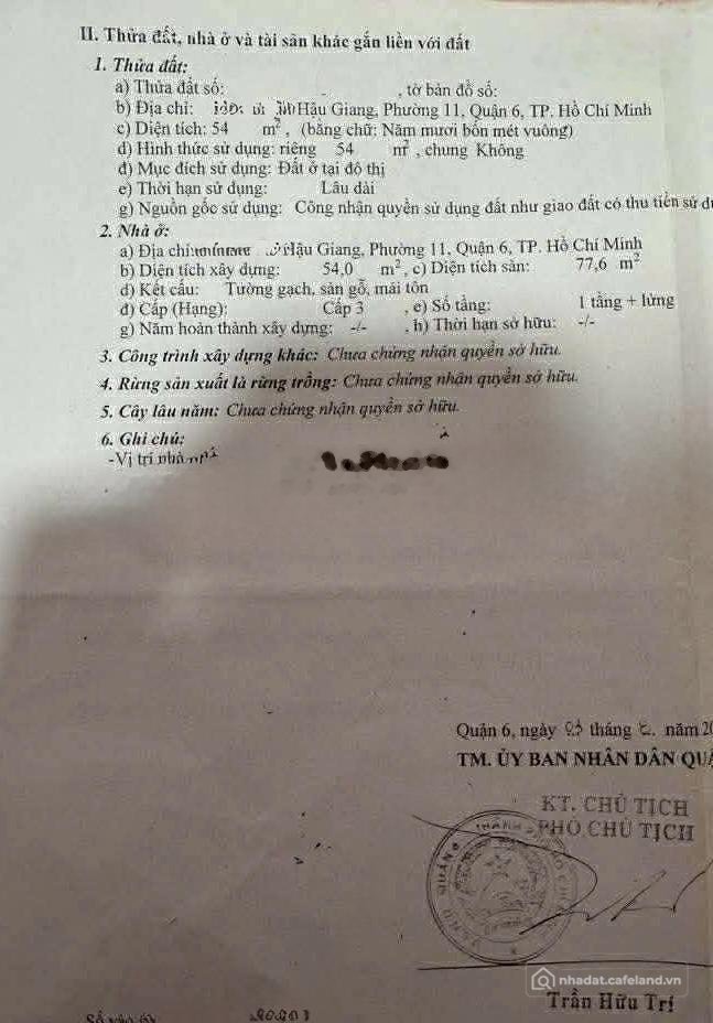 Bán nhà riêng: HXH 3.5 Tấm Mới - DT 54M - Chỉ 5.5 Tỷ - HẬU GIANG- Bình Phú- QUẬN