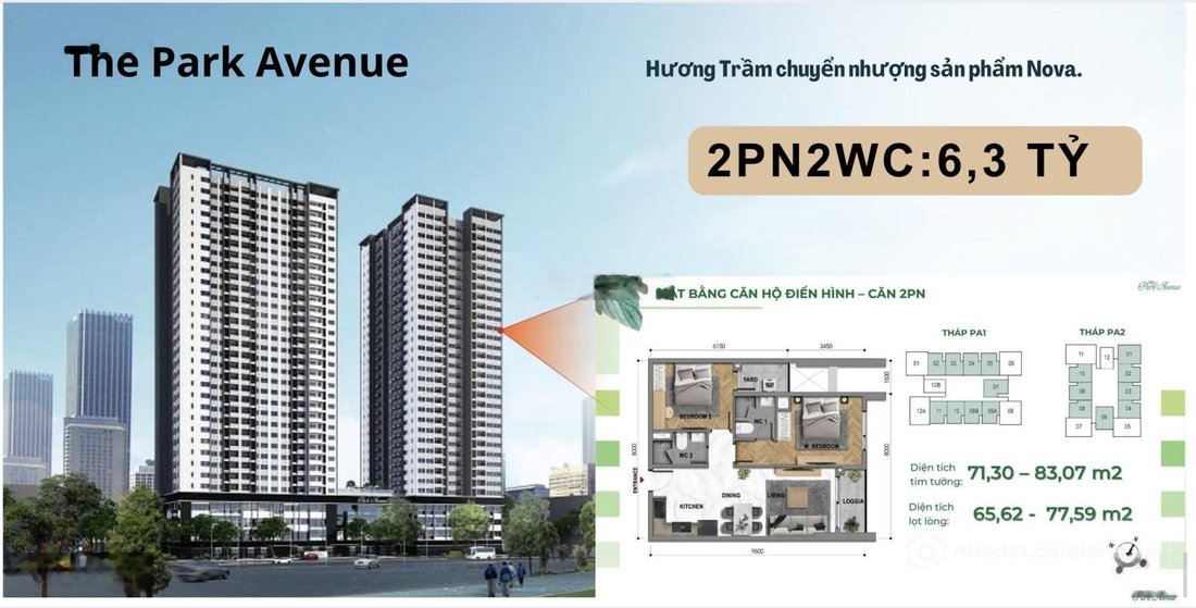 Bán căn hộ chung cư: Bán gấp trong tuần! 2PN2WC chỉ 6,3tỷ bao hết. DT 71m2, tầng