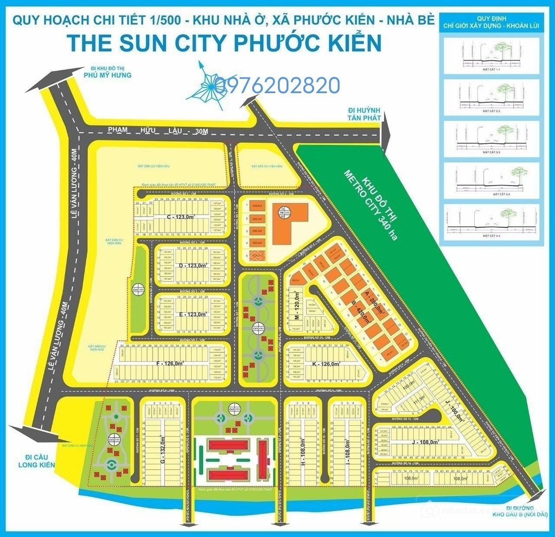 Bán đất thổ cư: Bán đất nền dự án The Sun City Phước Kiển, 65 triệu/m2 111.5m2 t