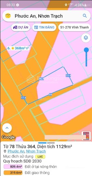 Bán đất thổ cư: Lô góc 2 mặt tiền Hùng Vương Phước An giá rẻ hơn trong hẻm 03750