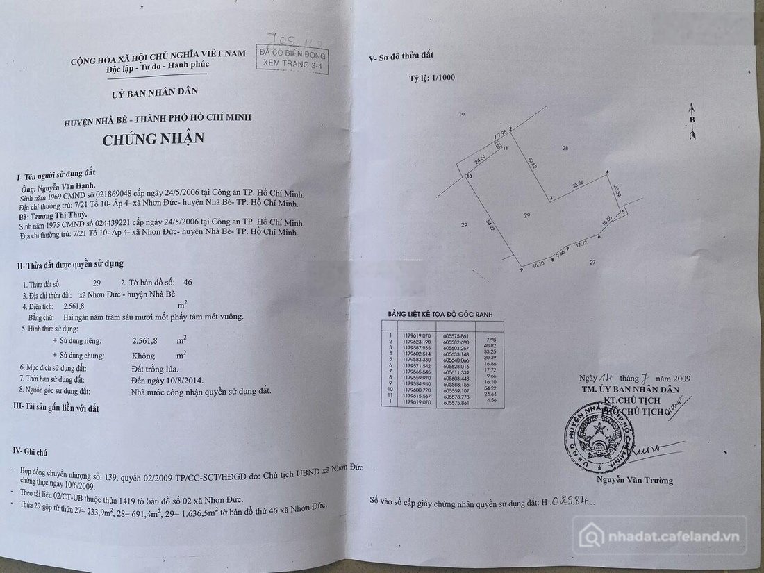 Bán đất thổ cư: Bán đất nông nghiệp, tờ số 2, Nhơn Đức, Nhà Bè, DT: 2.561m2, giá