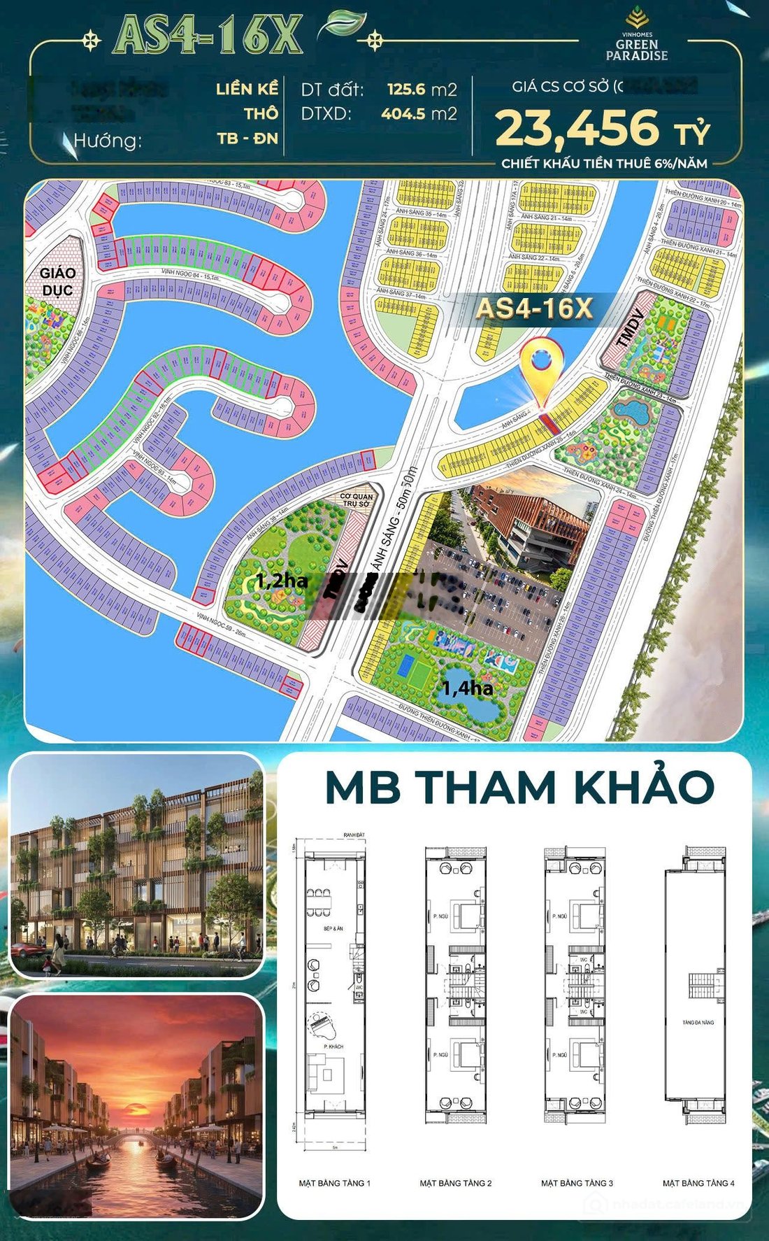 Bán nhà phố dự án: Bán nhà phố AS4 Vinhomes Cần Giờ shophouse 2 mặt đường view s