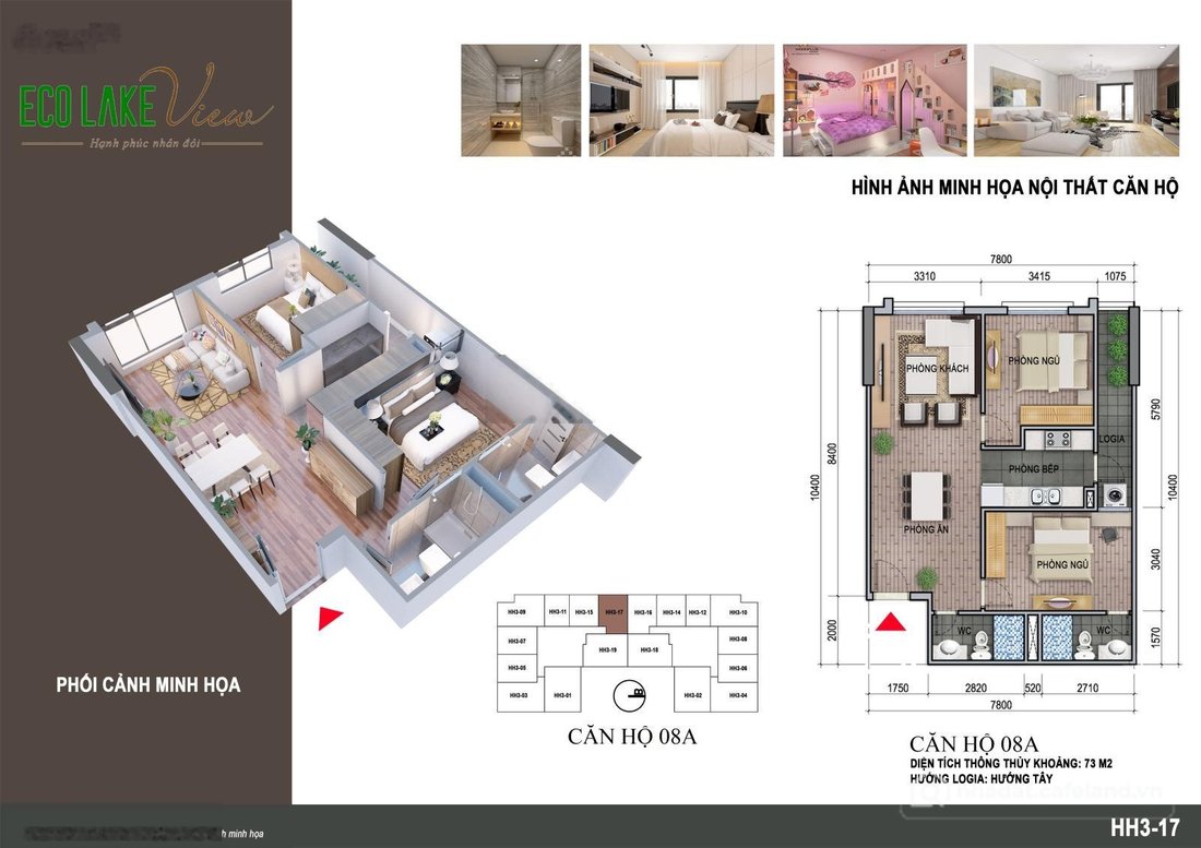 Căn hộ chung cư: Cho thuê căn hộ 2PN, 2WC, 11 triệu, 78m2 tại Eco Lake View, Hoà