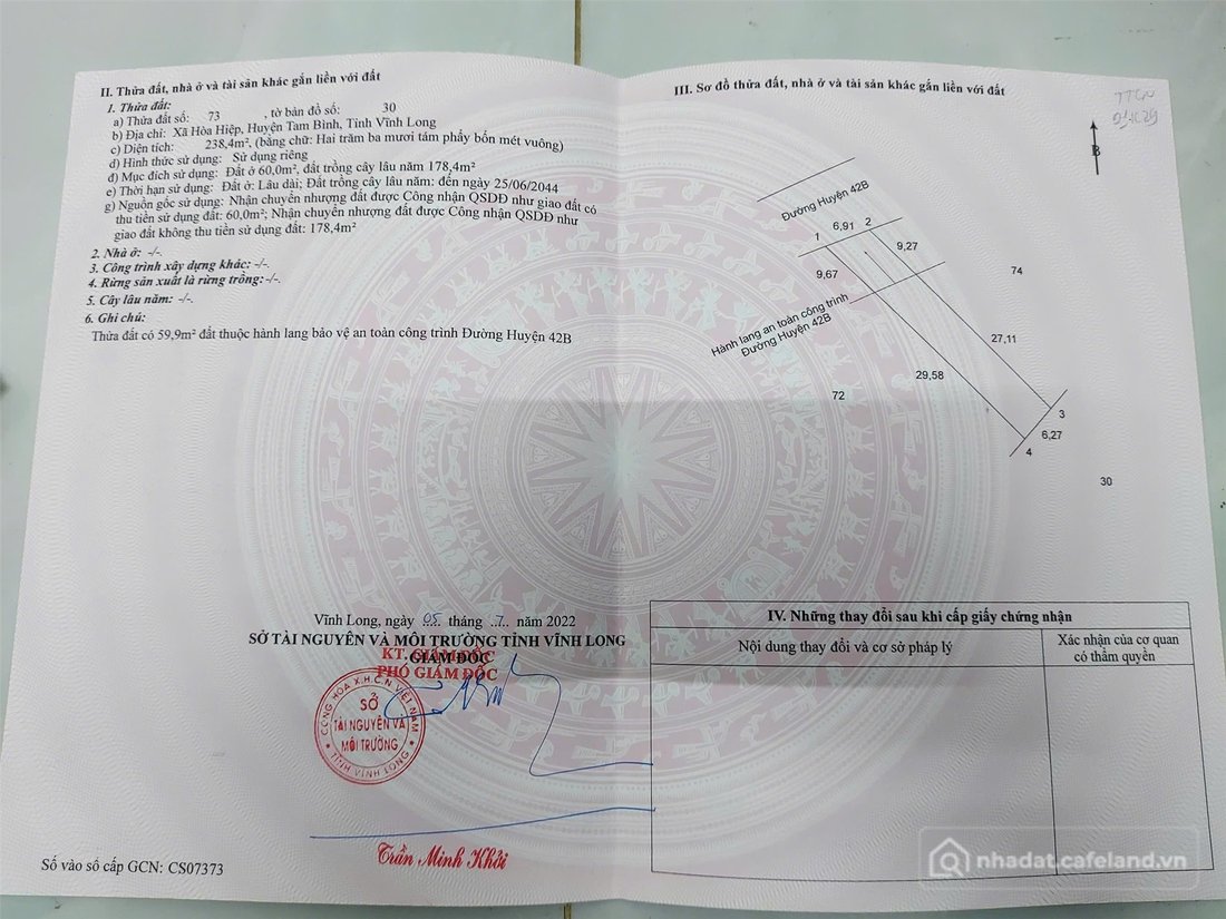 Bán đất thổ cư: ĐẤT ĐẸP - GIÁ TỐT - Chính Chủ Cần Bán Tại Xã Hòa Hiệp, Tam Bình,