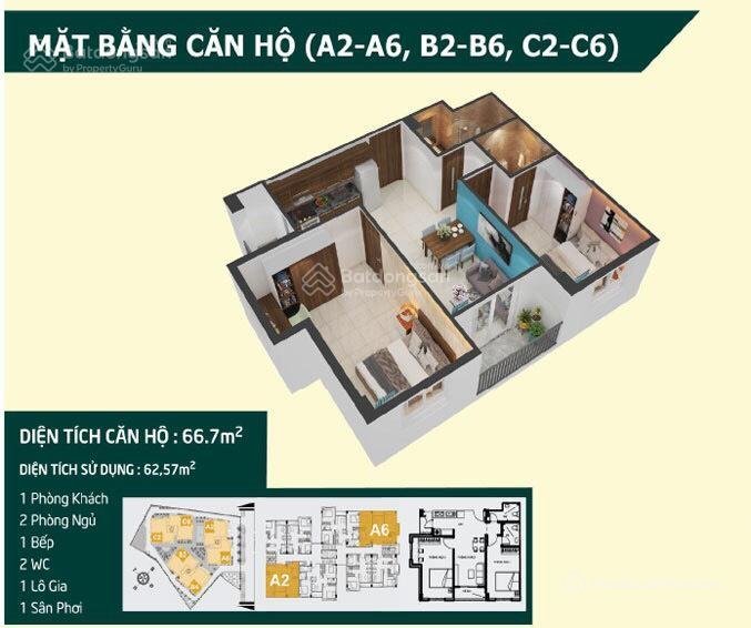 Bán căn hộ chung cư: Cần 300 triệu bán nhanh căn hộ 62m2, 2 phòng ngủ, p3. mỹ th