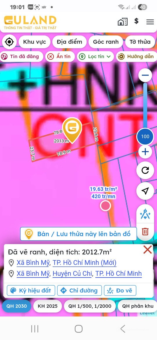 Bán đất thổ cư: Bán lô đất quy hoạch phủ hồng đường xe hơi vi vu. Đường bình Mỹ 