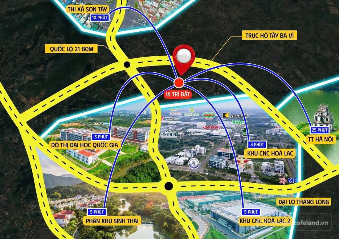 Bán đất thổ cư: Đất tại khu Công nghệ cao Hòa Lạc, vị trí giáp Quốc lộ 21, cổng 