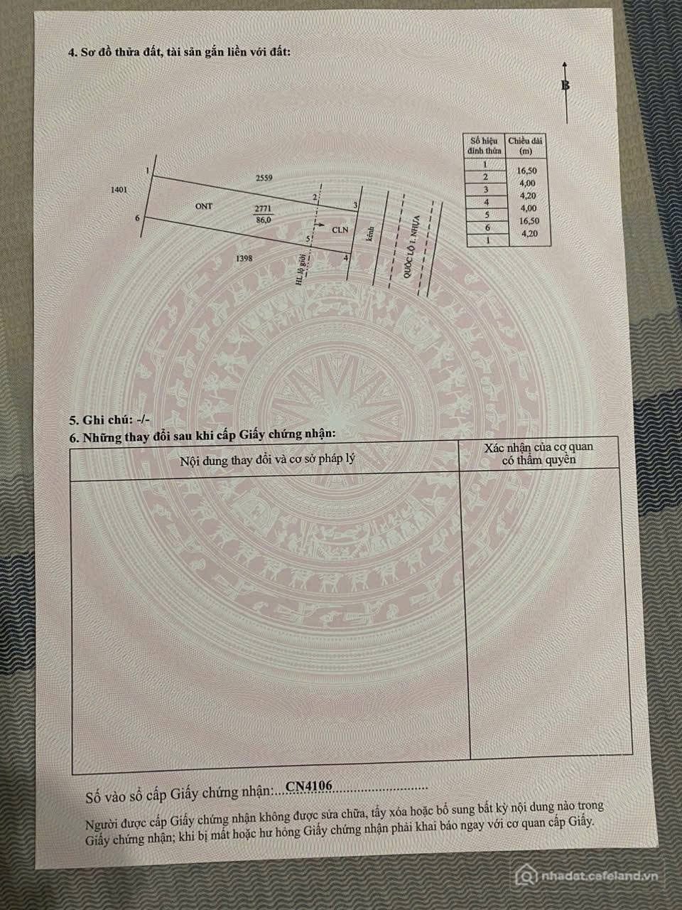 Bán nhà riêng: Bán nhà mặt tiền QL1A xã Long An, Châu Thành cách cầu bến chùa 1k