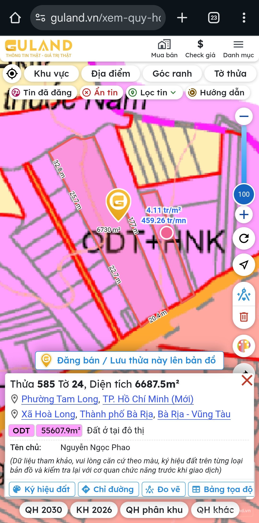 Bán đất thổ cư:  SIÊU PHẨM ĐẤT MẶT TIỀN – NỞ HẬU – SÁT KDC HÒA LONG / LAN ANH 7