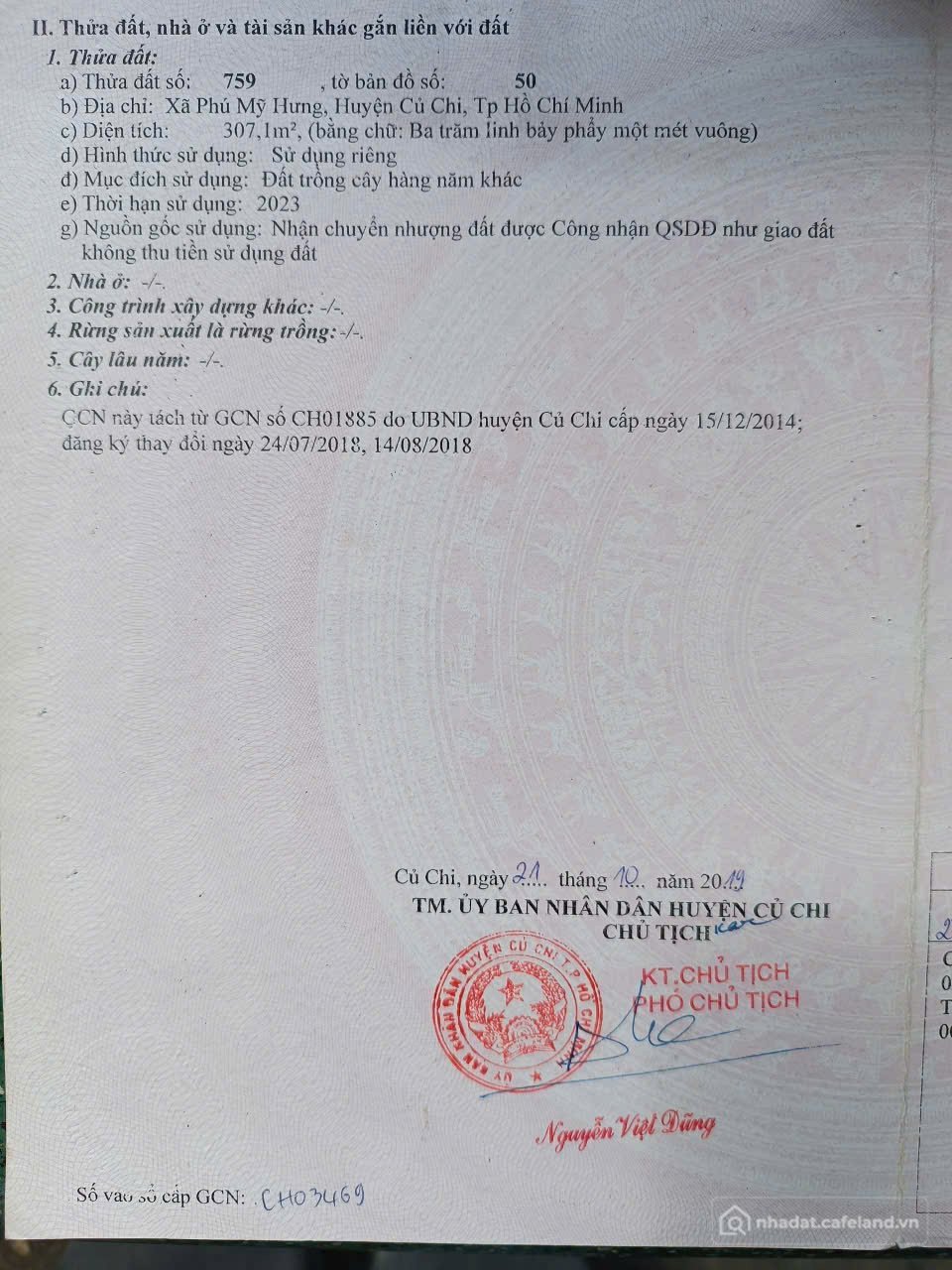Bán đất thổ cư: (S886) Đất mặt Kênh, xã Phú Mỹ Hưng, dt 307m2, chưa thổ, giá 1 t