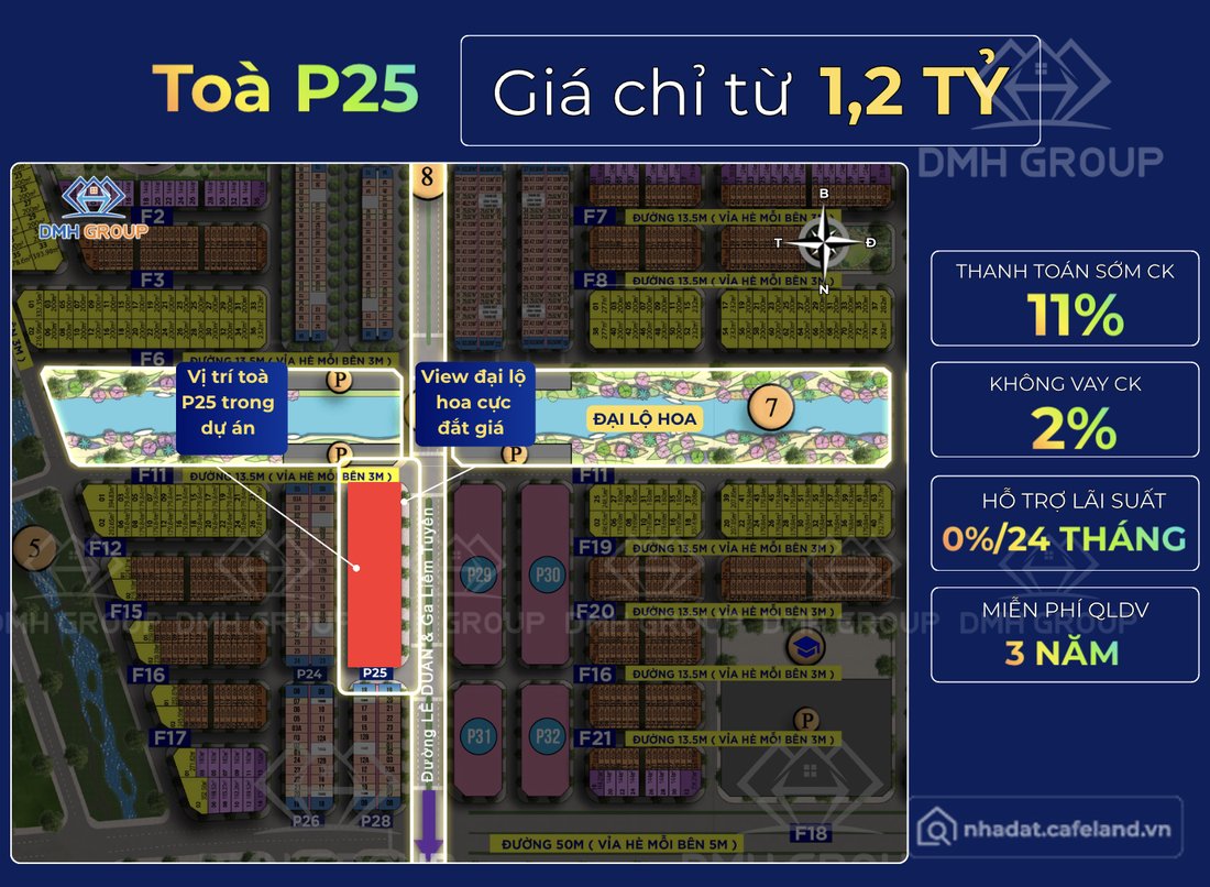 Bán căn hộ chung cư: Mở bán quỹ độc quyền toà P25 giá chỉ từ 1,2 tỷ, view ngắm đ
