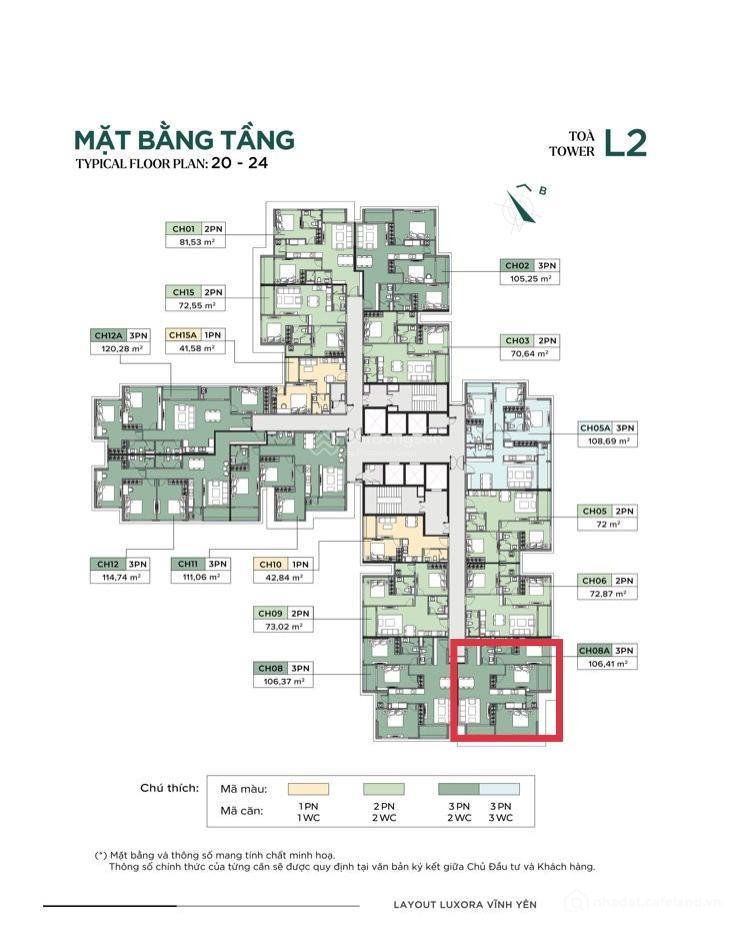 Bán căn hộ chung cư: Bán căn hộ ch08a luxora vĩnh yên, 3pn 106m2 view hồ, cầu, s