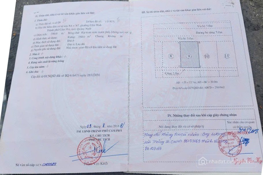 Bán đất thổ cư: Hot! Bán đất biệt thự 250 m2 tại Cẩm Bình, Cẩm Phả, Quảng Ninh, 