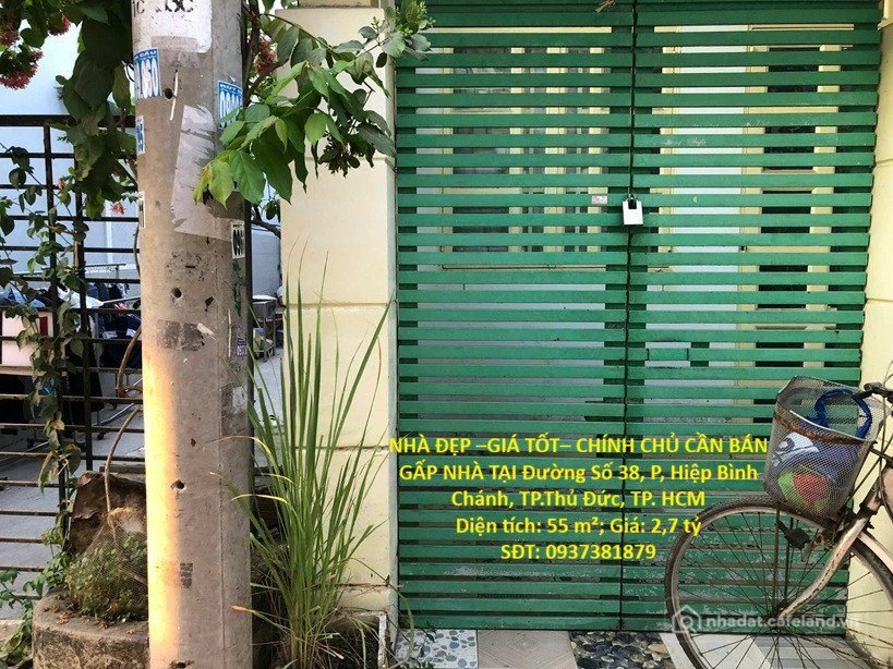 Bán nhà riêng: NHÀ ĐẸP –GIÁ TỐT– CHÍNH CHỦ BÁN GẤP NHÀ TẠI Đường Số 38, P, Hiệp 