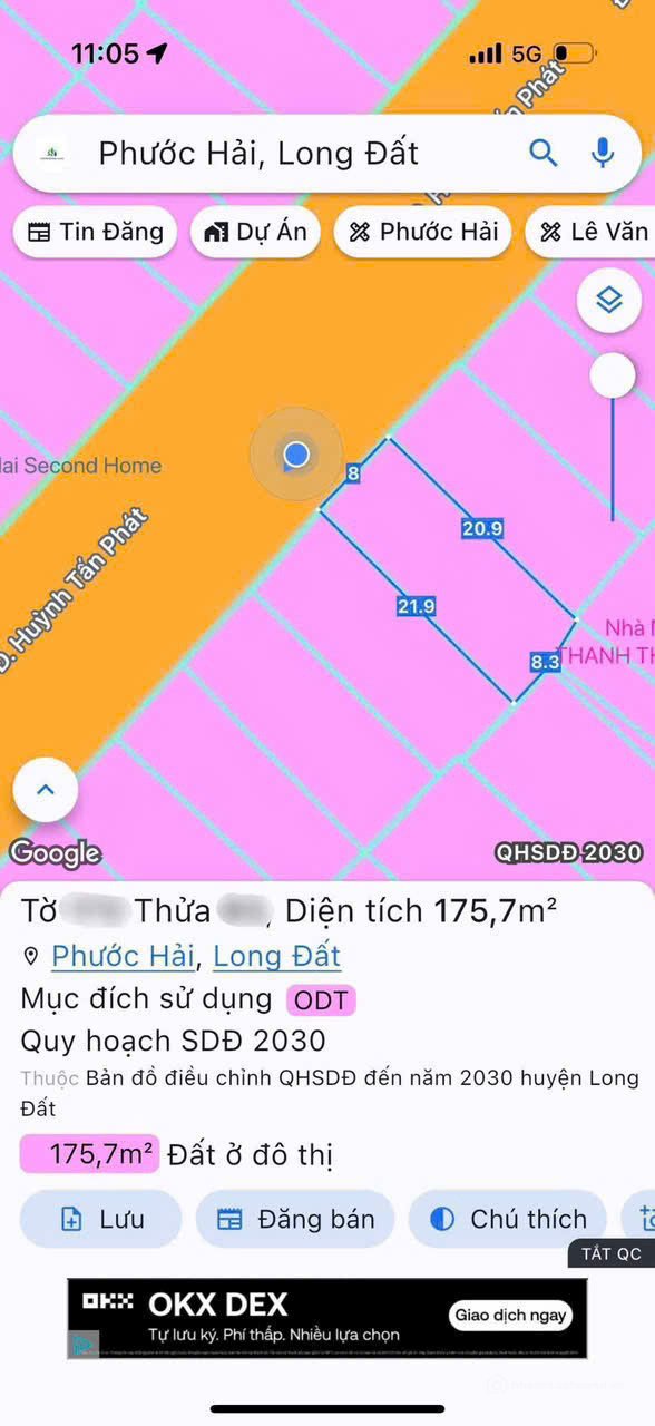 Bán đất thổ cư:  SIÊU PHẨM MẶT TIỀN HUỲNH TẤN PHÁT – CÁCH BIỂN PHƯỚC HẢI 140M –
