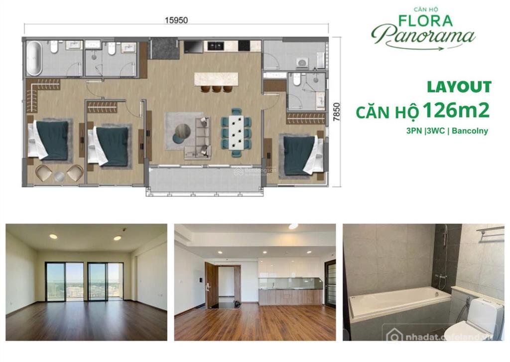 Bán căn hộ chung cư: Bán căn flora panorama 126m2 | 3pn 3wc bc, view trực diện s