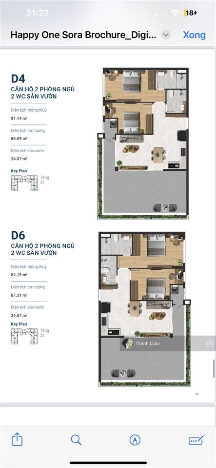 Bán căn hộ chung cư: Chính chủ bán căn góc 2pn 2wc rộng 70m2 tại happy one sora 