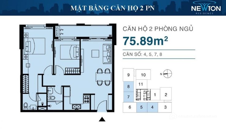 Cho thuê căn hộ chung cư: Cho thuê căn hộ chung cư 80m2 tại Newton Residence, 17