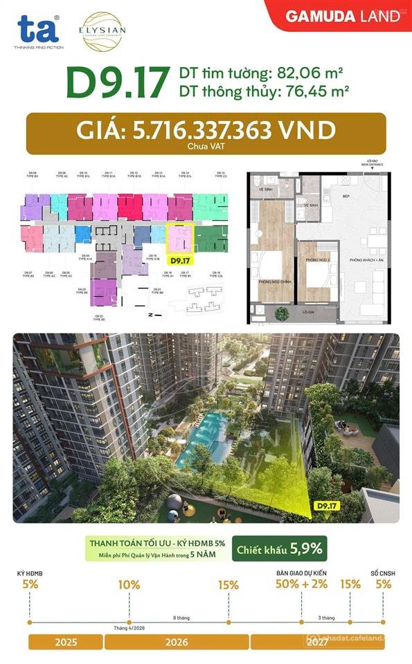 Bán căn hộ chung cư: Căn hộ cao cấp elysian gamuda land | nâng tầm chuẩn sống xa